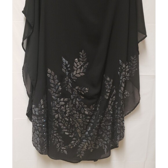 Xscape Black Sequin Formal Cape Dress Size 18W Fully Lined POE Party Cocktail - Picture 5 of 12